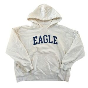 Vintage Y2K American Eagle Women's Cream oversized 'Eagle' Sweatshirt Size Small